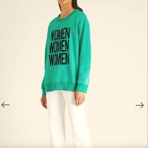 Sandro Green Oversized Women Mantra Sweatshirt Size 2